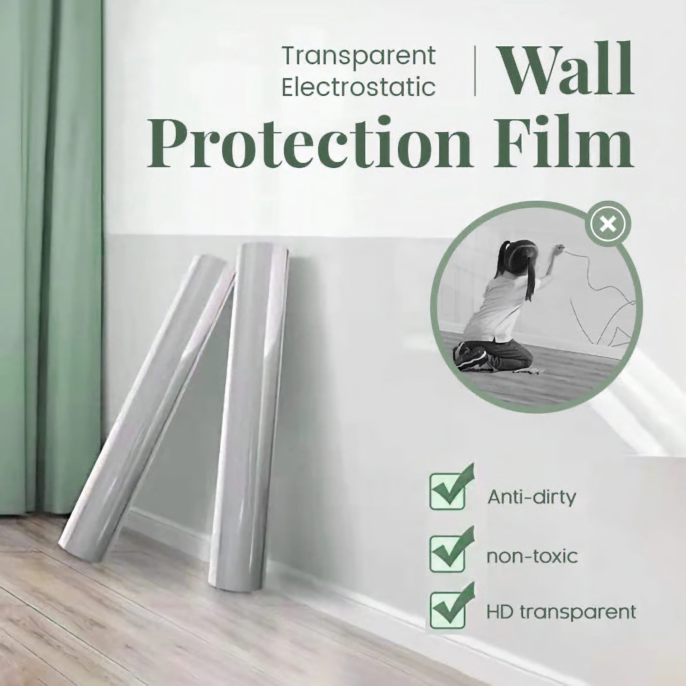 Quality Self-Adhesive Transparent Electrostatic Wall Protection Film (Pack of 2)