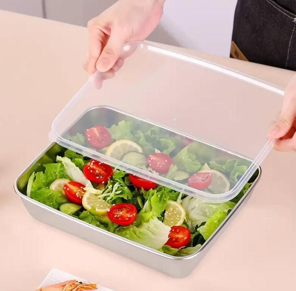 TrayLuxe® - Non Stick Baking Pan Food Storage Box Featuring Cover