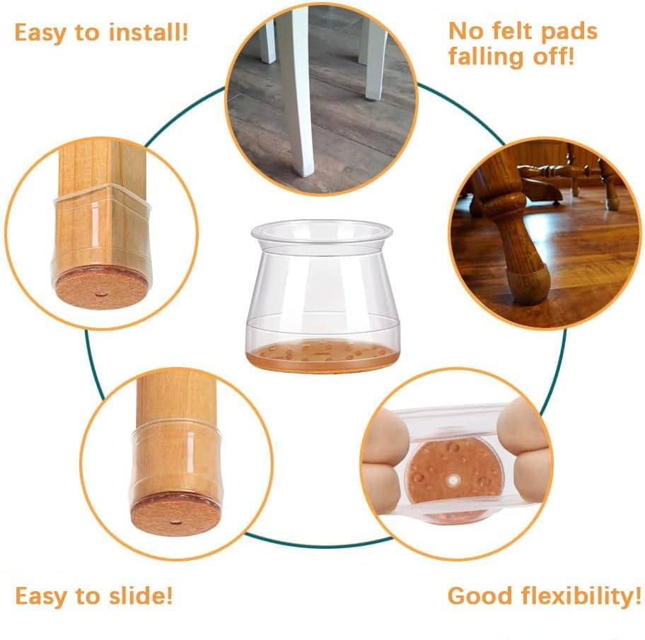 FloorGuard® - Silicone Chair Leg Protectors Featuring Felt for Hardwood Floors (6PCS)