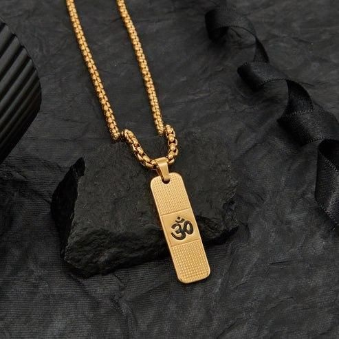 Genuine OM Necklace for Men with High-Quality 24K Gold plating.