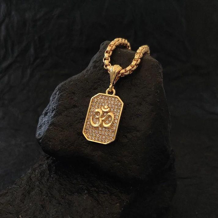 Omkara® - High-Quality Aum Diamond Pendant and chain with Gold Plated