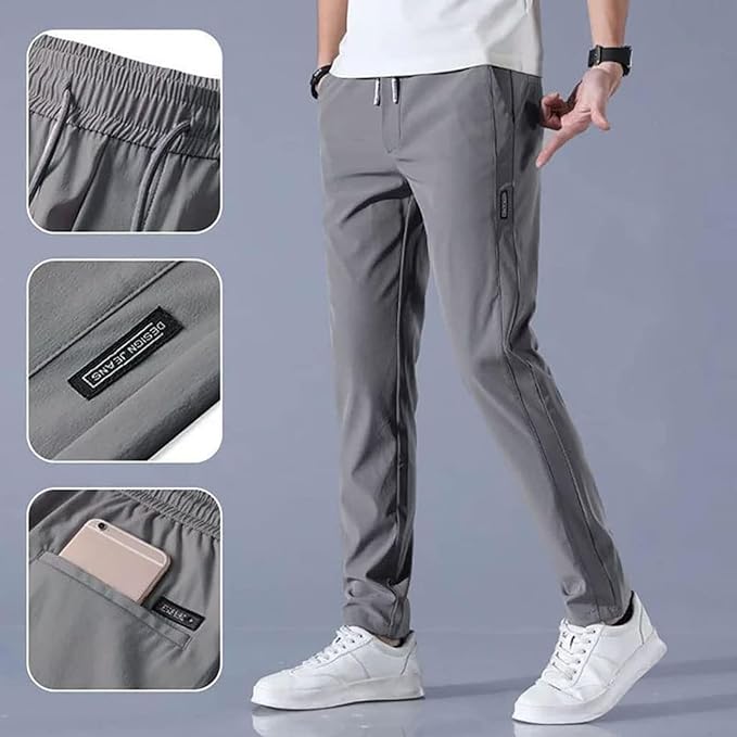 (Buy 1 Get 1 Free) High-Quality Men's High Stretch Skinny Lycra Pants (Black + Grey)