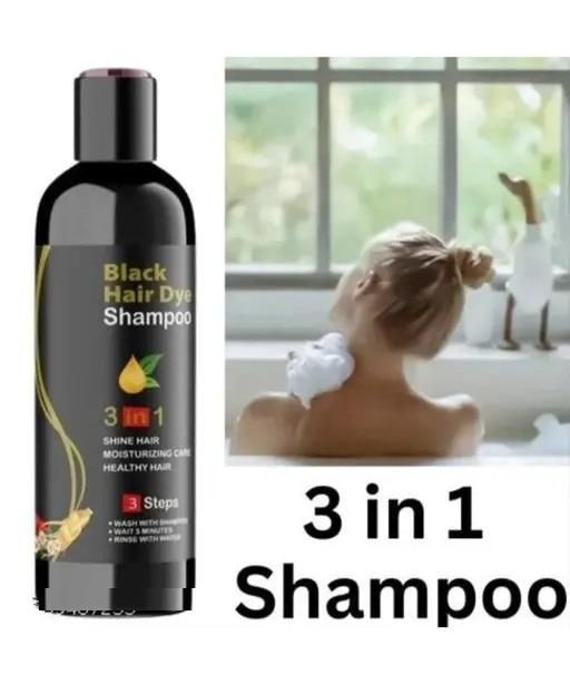 Unisex Quick Black Herbal Hair Dye Shampoo for Grey Hair Coverage 3 in 1(100ml)
