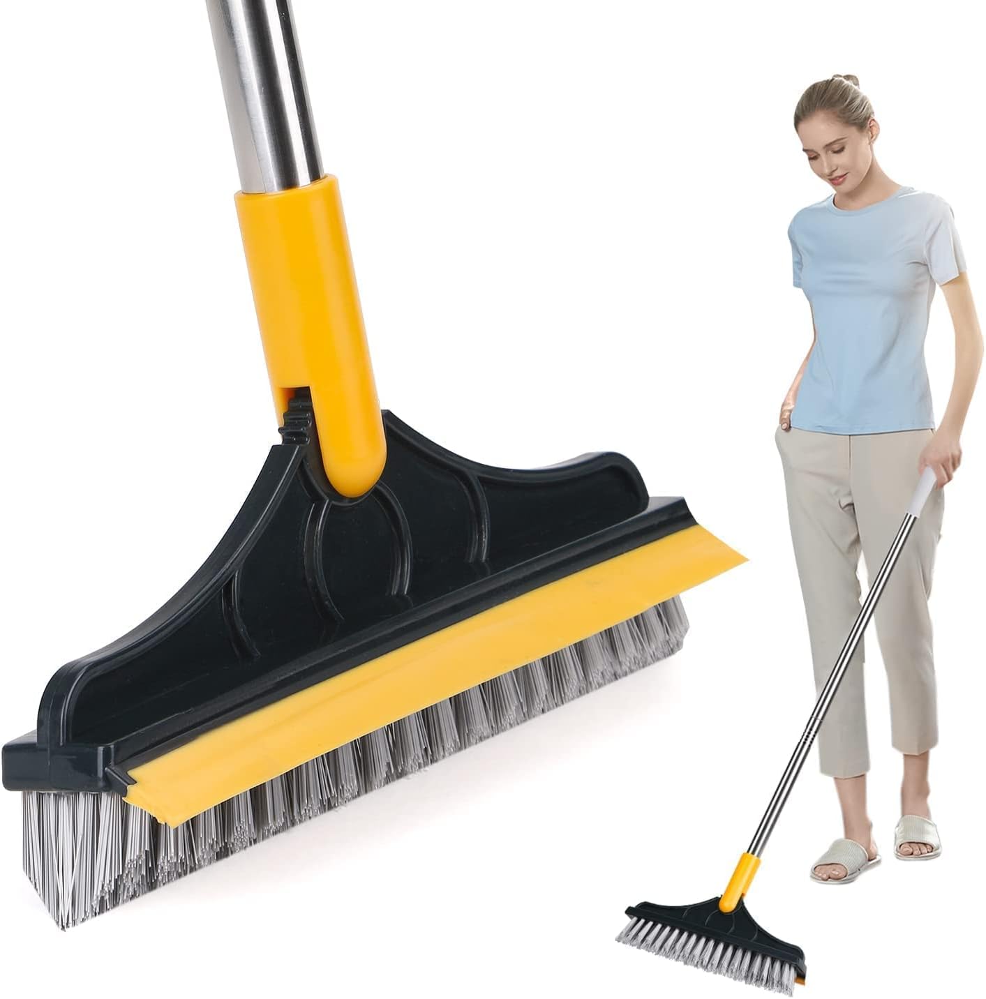 DualSweep® – 2-in-1 Long Handle Floor Brush & Wiper