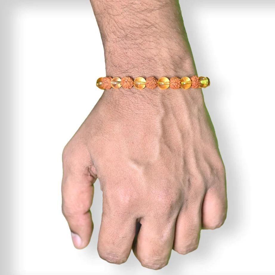 Rudraksha Citrine Crystal Wrist Bracelet (Pack of 2)