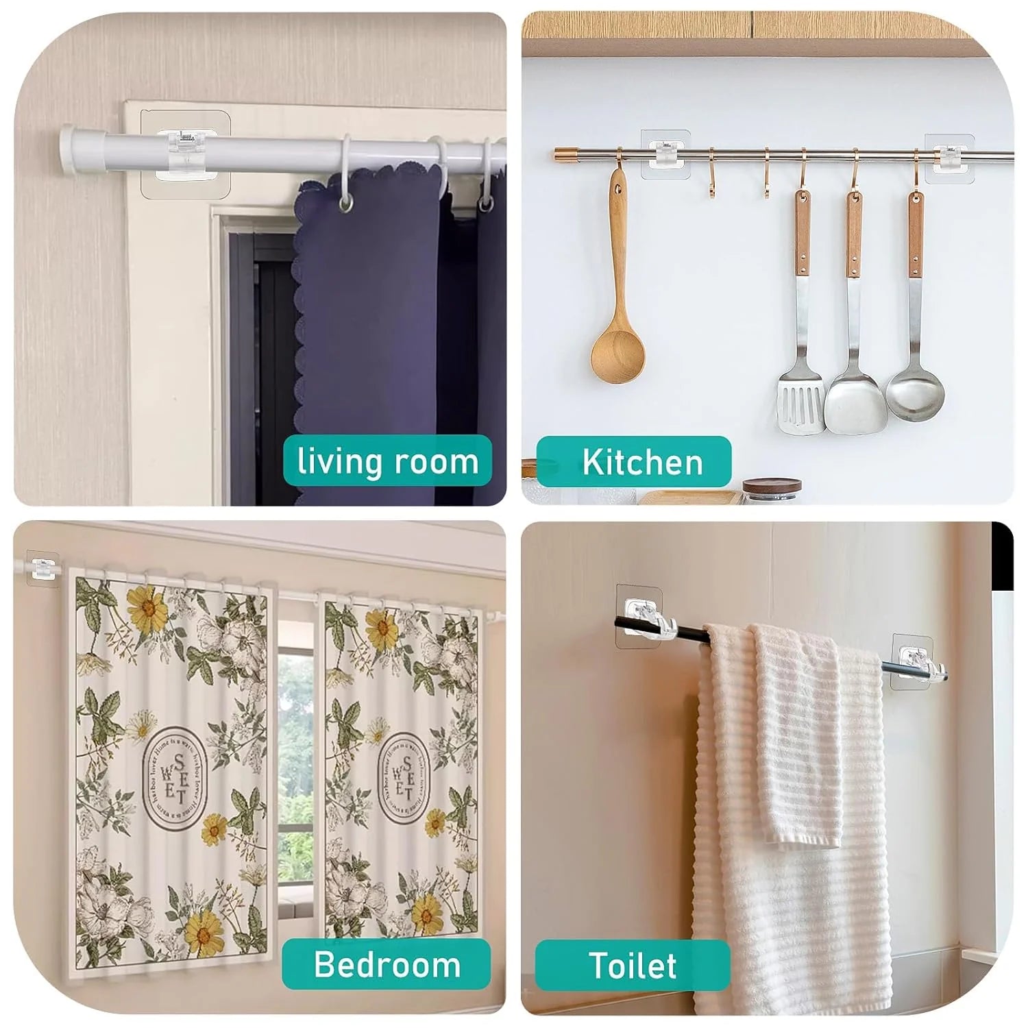 NoDrill+® Curtain Rod Self-Adhesive Hook (Pack of 6)