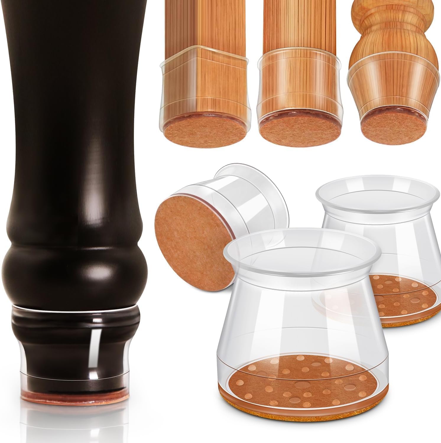 FloorGuard® - Silicone Chair Leg Protectors Featuring Felt for Hardwood Floors (6PCS)