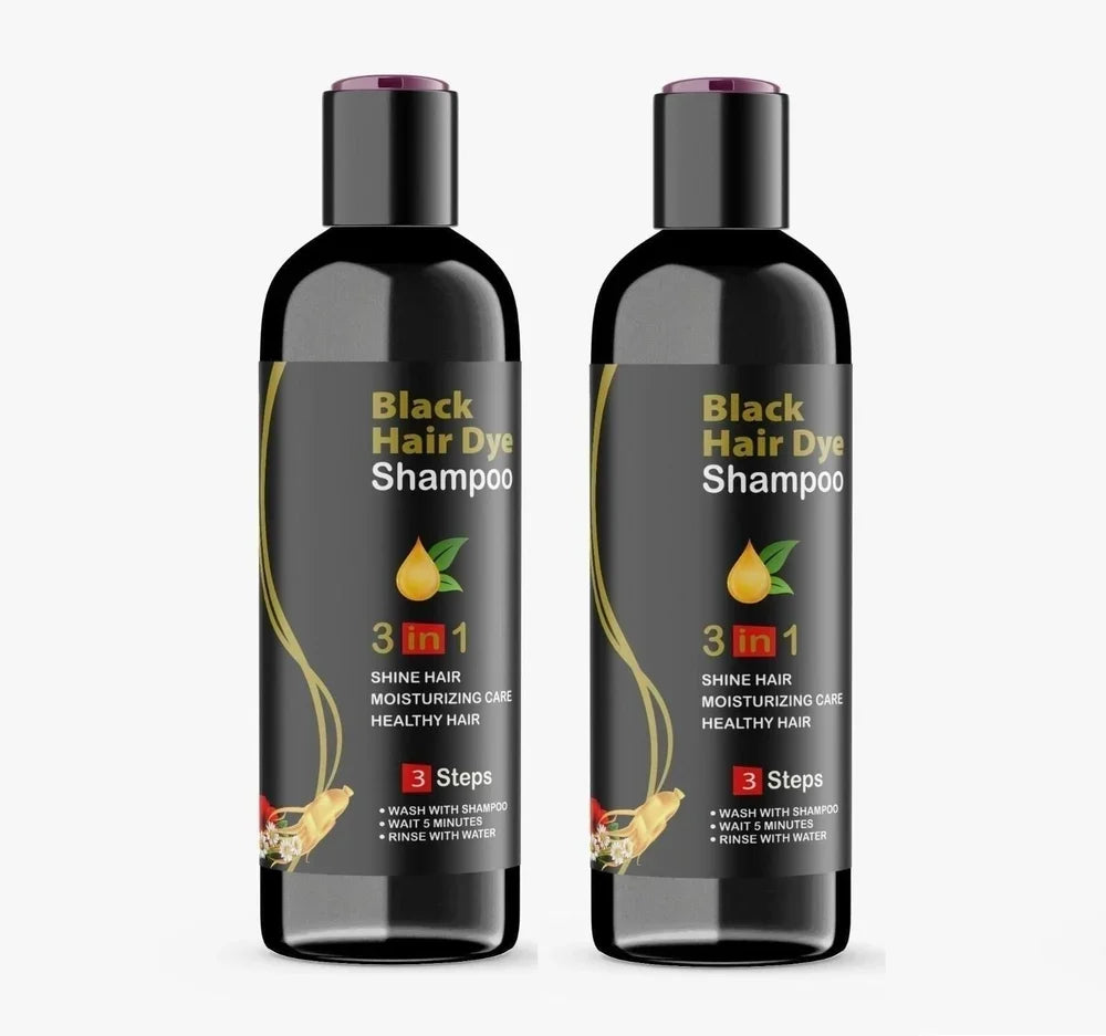 Unisex Quick Black Herbal Hair Dye Shampoo for Grey Hair Coverage Shampoo 3 in 1 (100ml) Pack Of 2