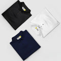 Poly Cotton Solid Half Sleeves Men's Polo T-shirt (Pack of 3)