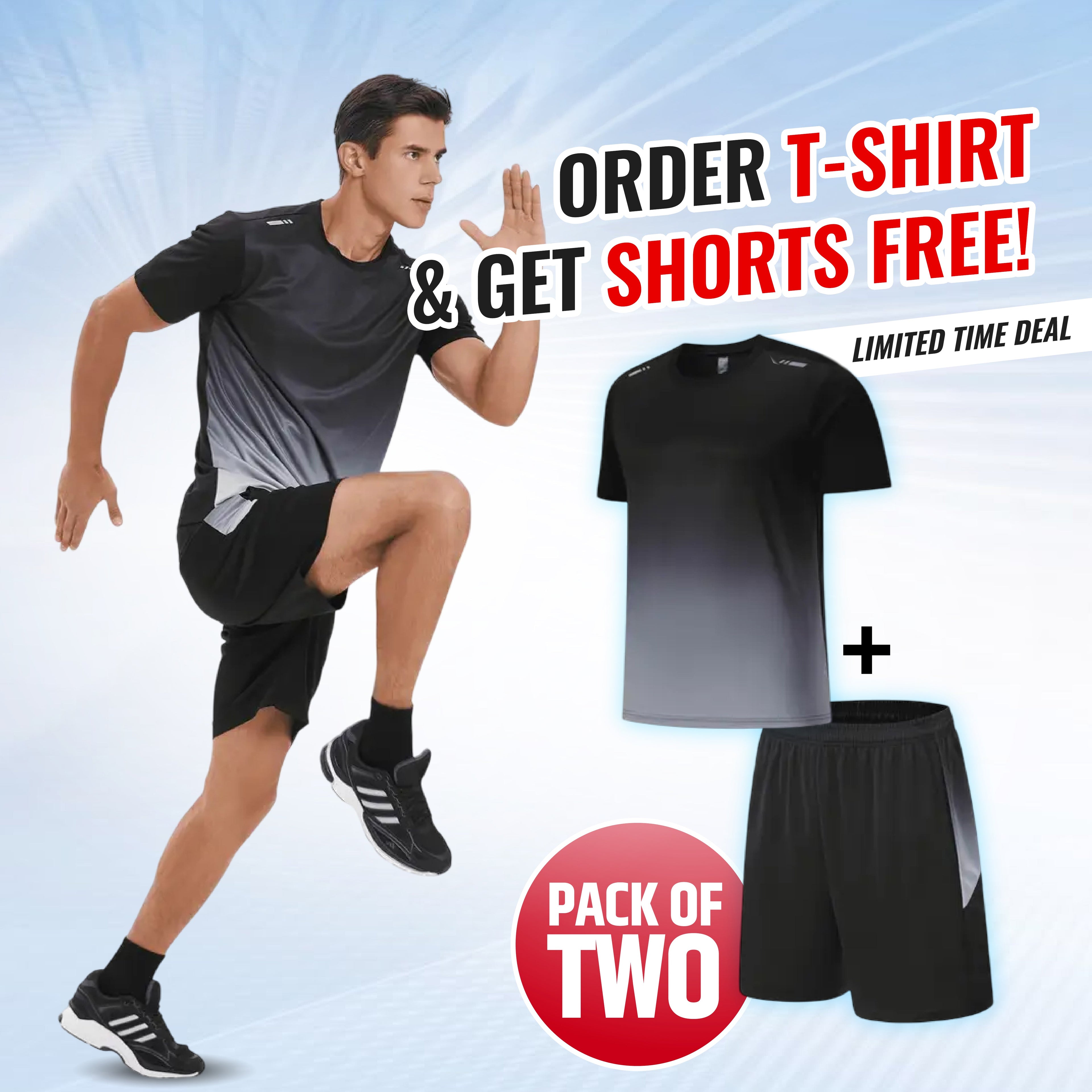 Men's Outdoor Sports Fast-Drying Breathable 2-Piece Combo Set 🏃‍♂️👕 (Get Shorts Free🔥)