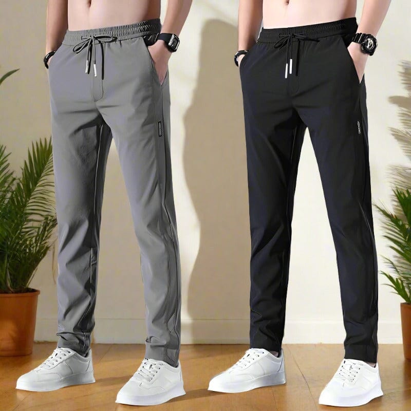(Buy 1 Get 1 Free) High-Quality Men's High Stretch Skinny Lycra Pants (Black + Grey)
