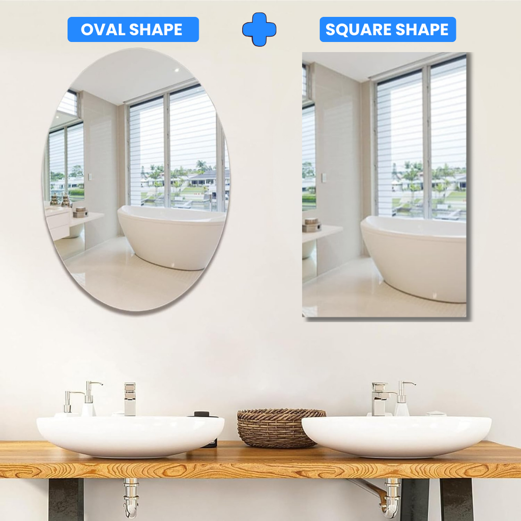 Luxora® – Combo of Oval Shape & Square Shape Mirror (Pack of 2)