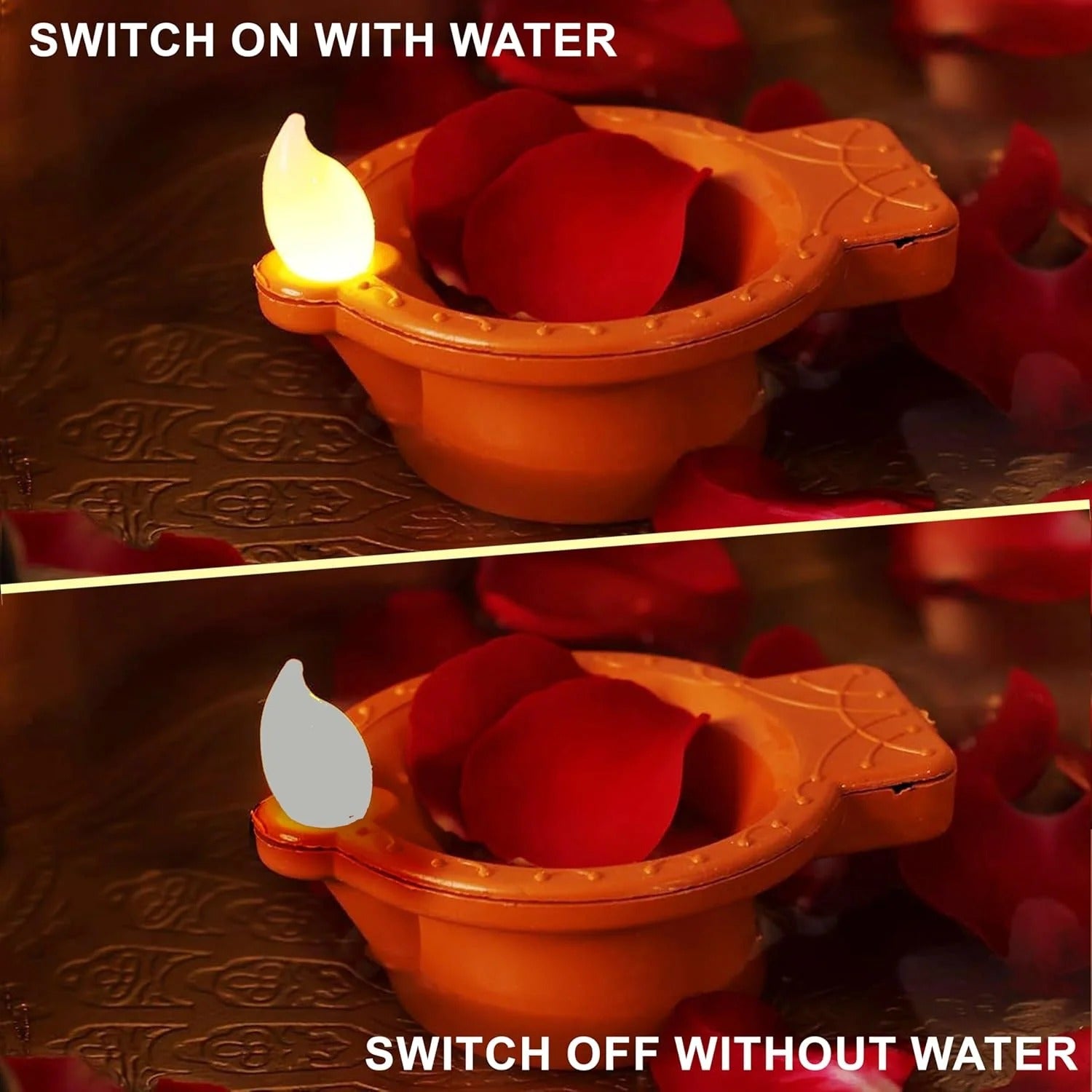 DivyaGlow® – High-Quality Smokeless LED Water Sensor Diya (Navratri Special Offer)