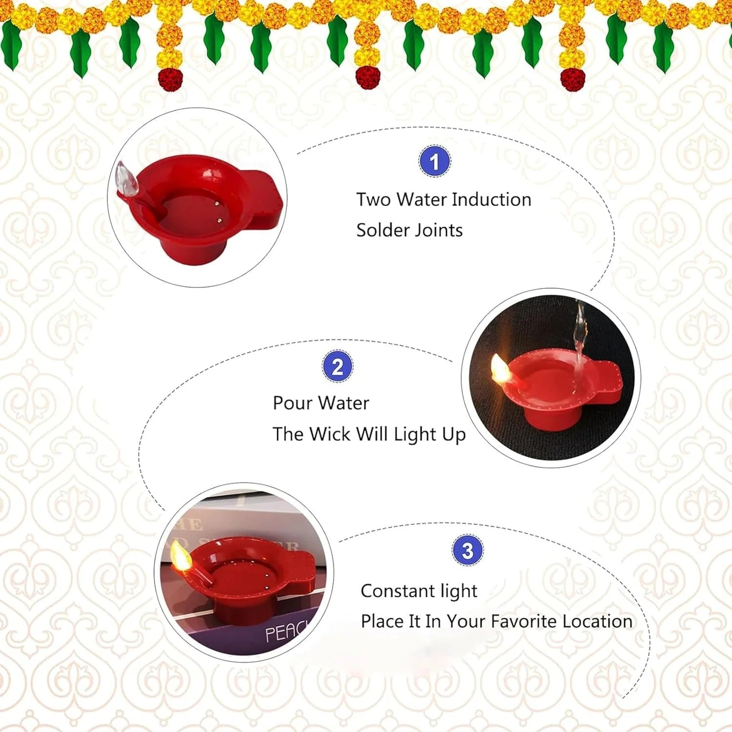 DivyaGlow® – High-Quality Smokeless LED Water Sensor Diya (Navratri Special Offer)