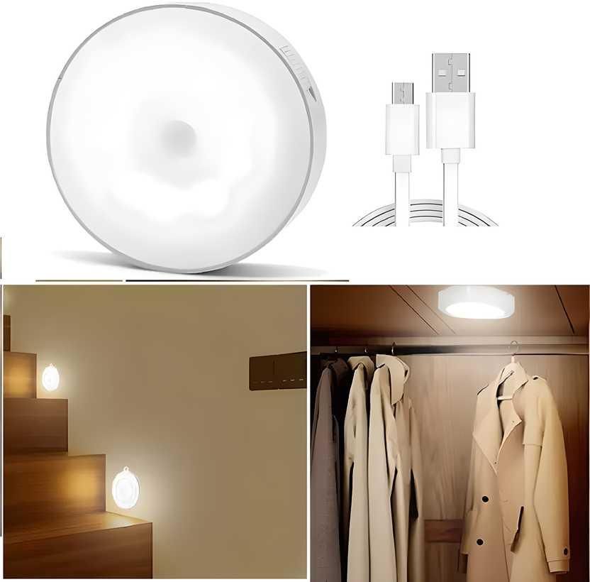 Motion Sensor Light for Home with USB Charging Cord-Free Self-Adhesive LED Night Light(Pack of 2)
